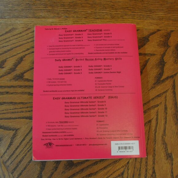 Easy Grammar: Grade 4 Teacher Book by Wanda C. Phillips paperback homeschool - Picture 2 of 3